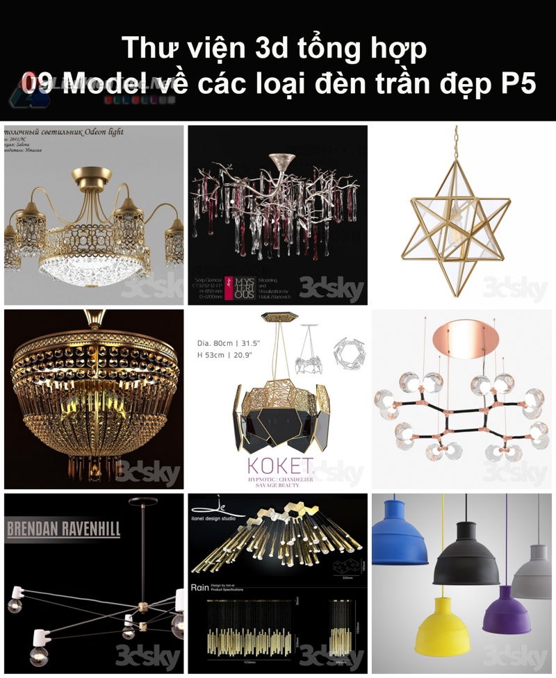 Thư viện 3d tổng hợp 09 model về các loại đèn trần đẹp P5
