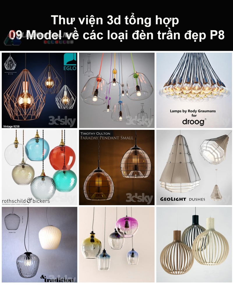 Thư viện 3d tổng hợp 09 model về các loại đèn trần đẹp P8