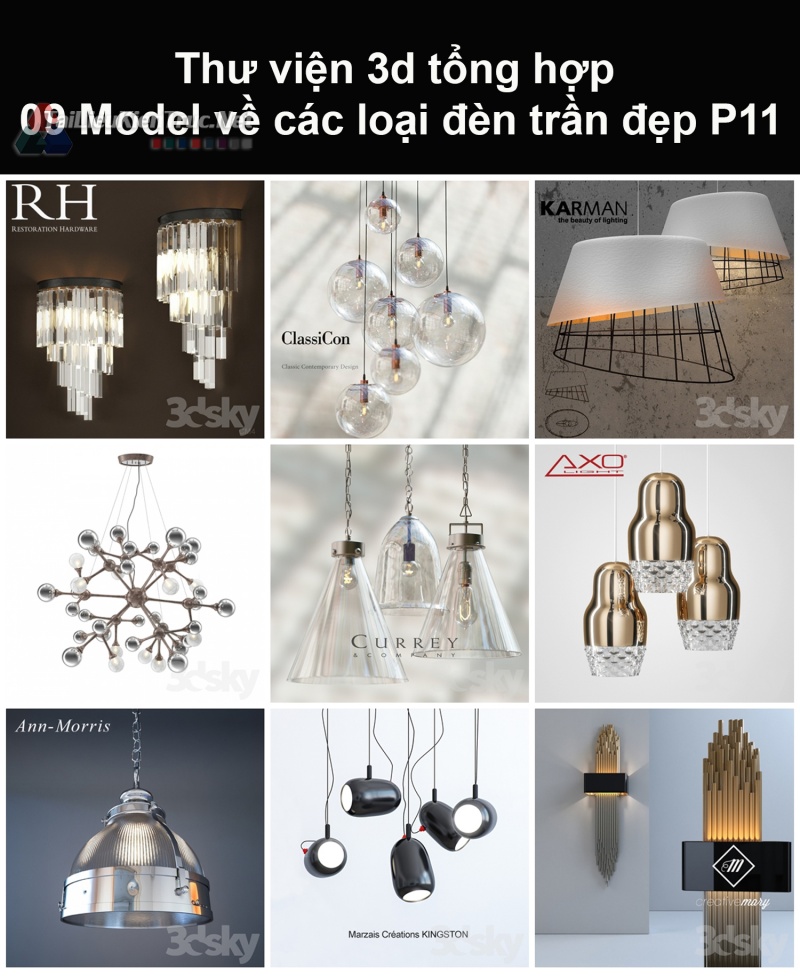 Thư viện 3d tổng hợp 09 model về các loại đèn trần đẹp P11