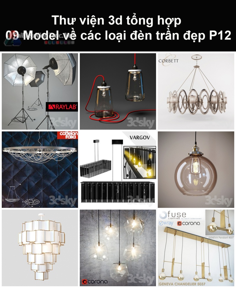 Thư viện 3d tổng hợp 09 model về các loại đèn trần đẹp P12