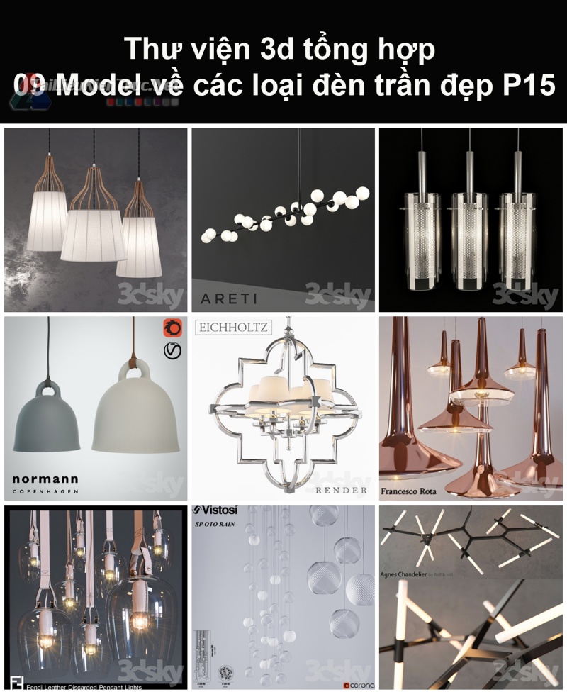 Thư viện 3d tổng hợp 09 model về các loại đèn trần đẹp P15