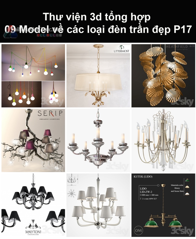 Thư viện 3d tổng hợp 09 model về các loại đèn trần đẹp P17