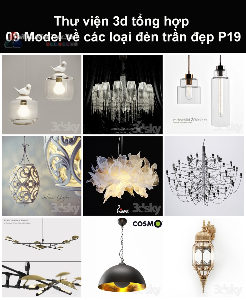 Thư viện 3d tổng hợp 09 model về các loại đèn trần đẹp P19
