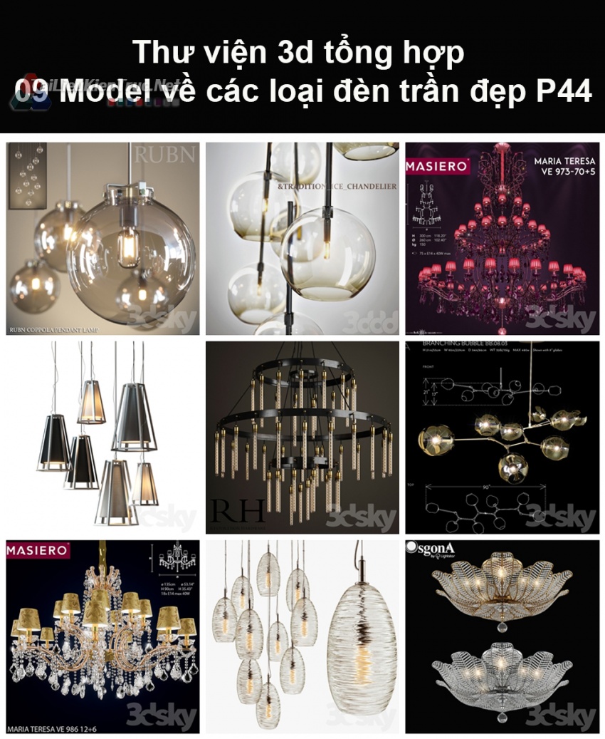 Thư viện 3d tổng hợp 09 model về các loại đèn trần đẹp P44