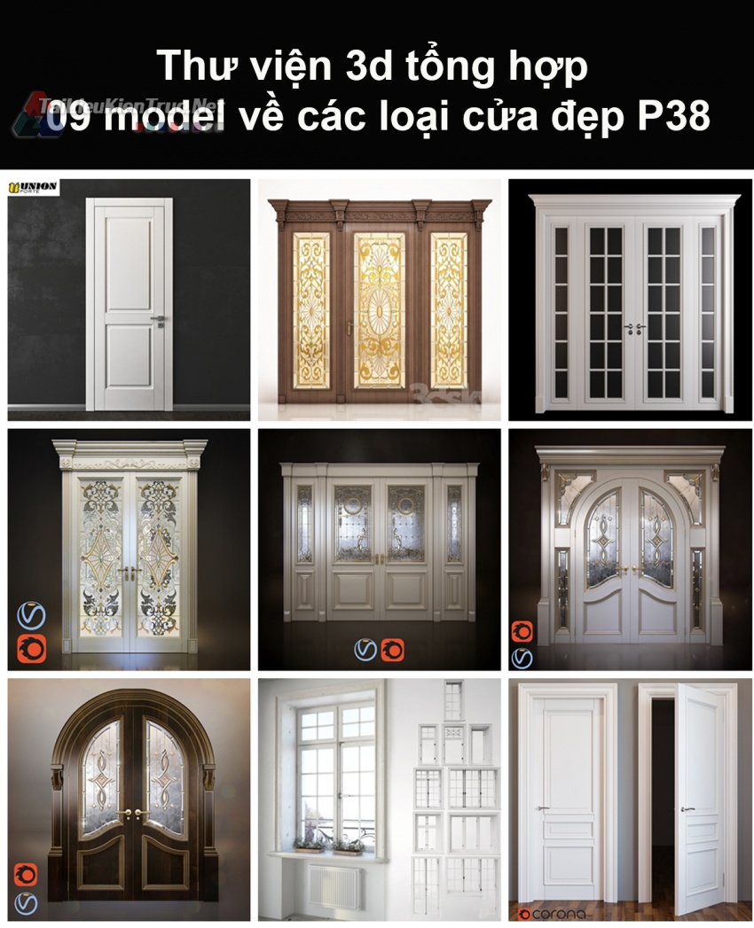 Thư viện 3d tổng hợp 09 model về các loại cửa đẹp P38
