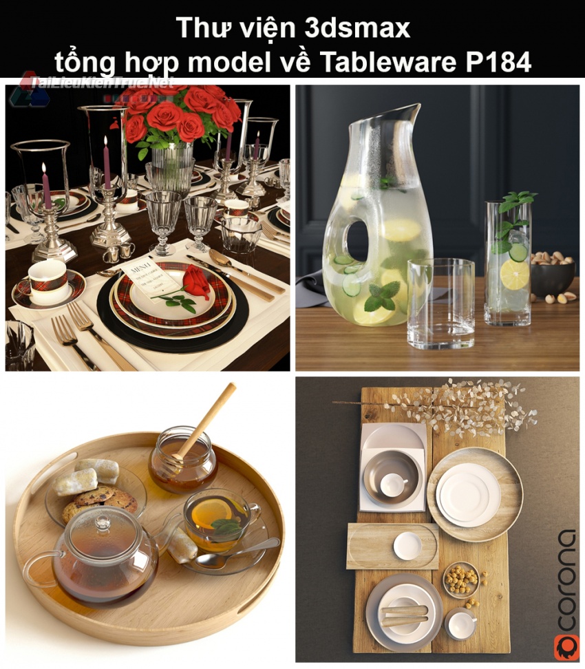 Thư viện 3dsmax tổng hợp Model về Tableware (Đồ dùng trên bàn bếp) P184