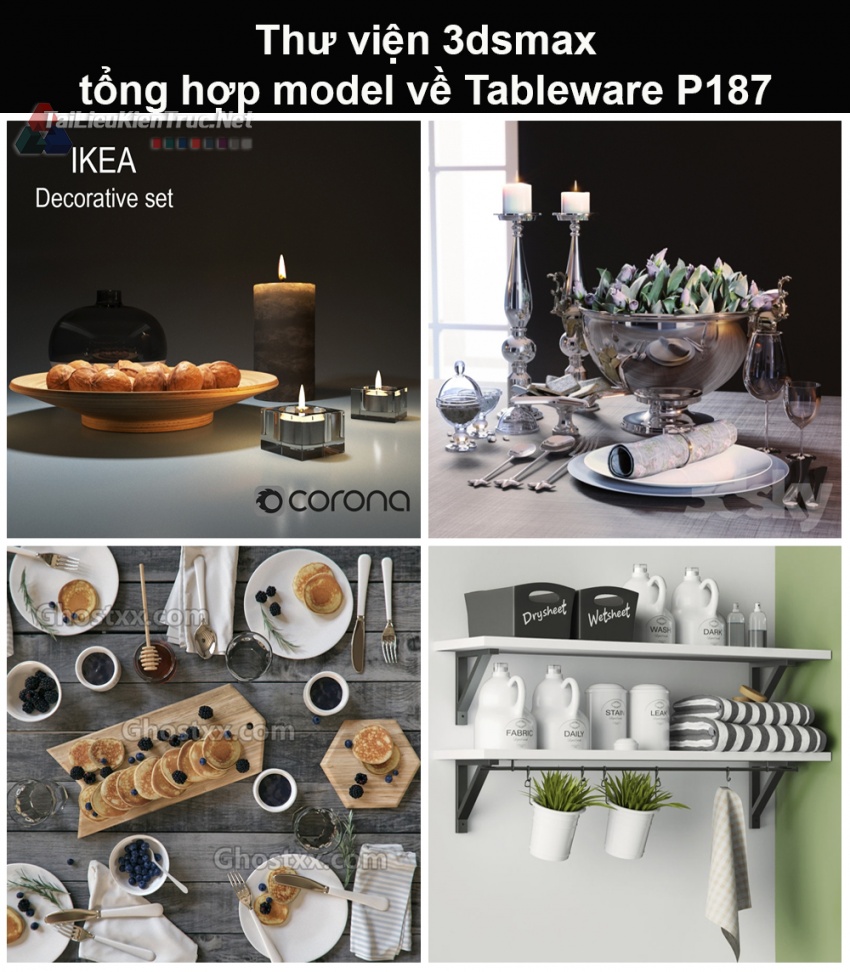 Thư viện 3dsmax tổng hợp Model về Tableware (Đồ dùng trên bàn bếp) P187