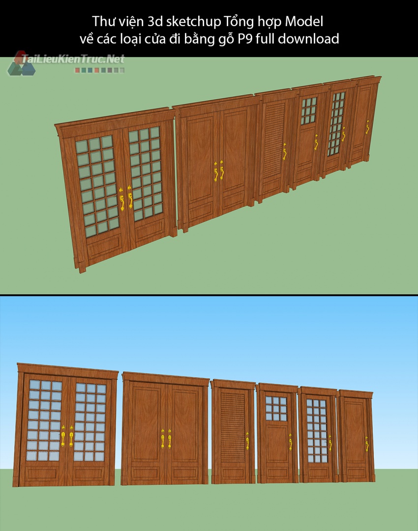 Thư viện 3d sketchup Tổng hợp Model về các loại cửa đi bằng gỗ P9 full download