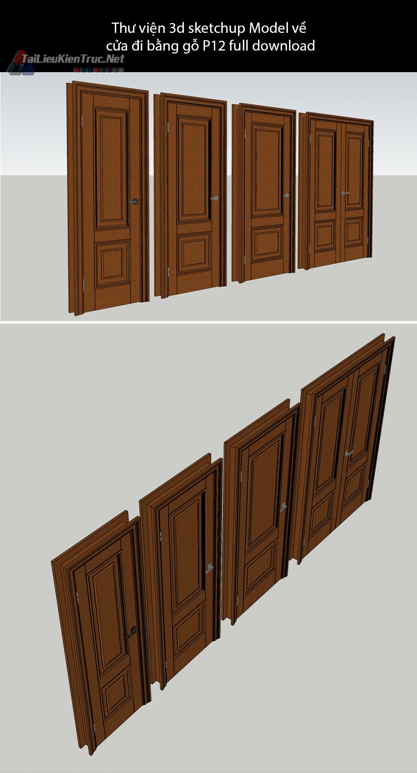 Thư viện 3d sketchup Model về cửa đi bằng gỗ P12 full download