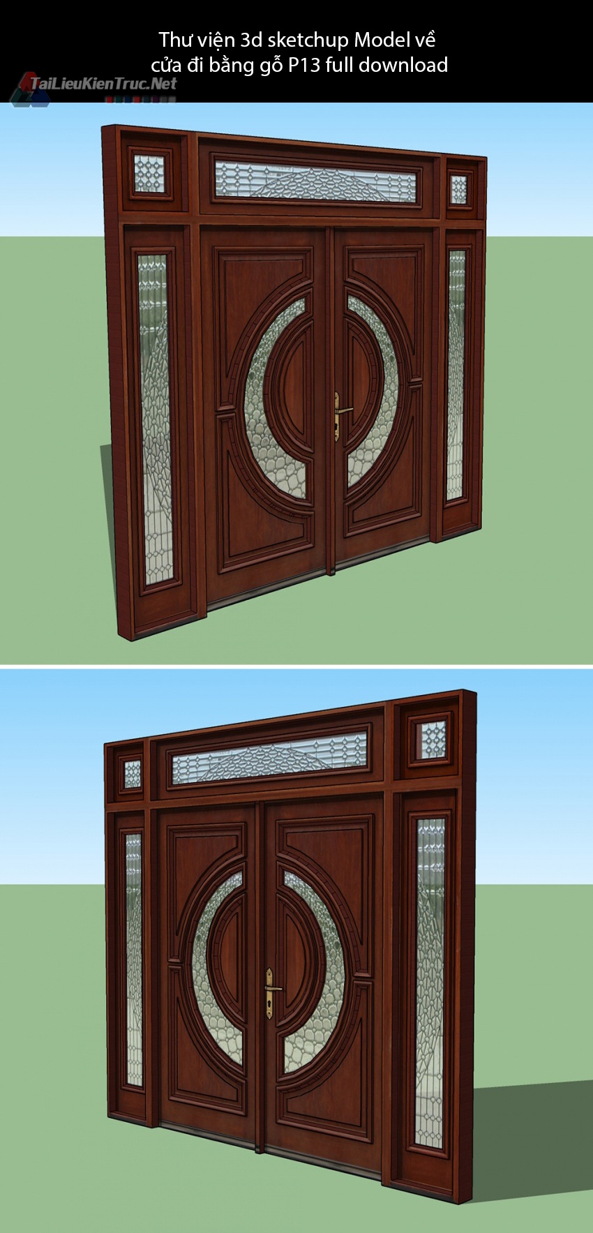 Thư viện 3d sketchup Model về cửa đi bằng gỗ P13 full download
