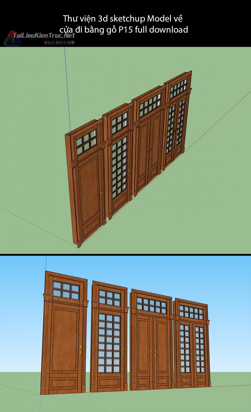 Thư viện 3d sketchup Model về cửa đi bằng gỗ P15 full download