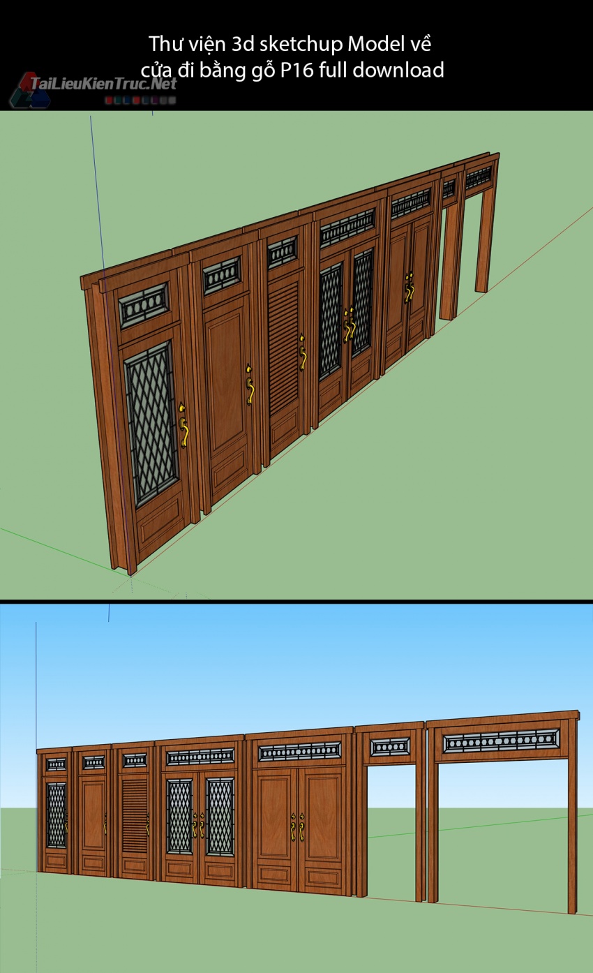 Thư viện 3d sketchup Model về cửa đi bằng gỗ P16 full download