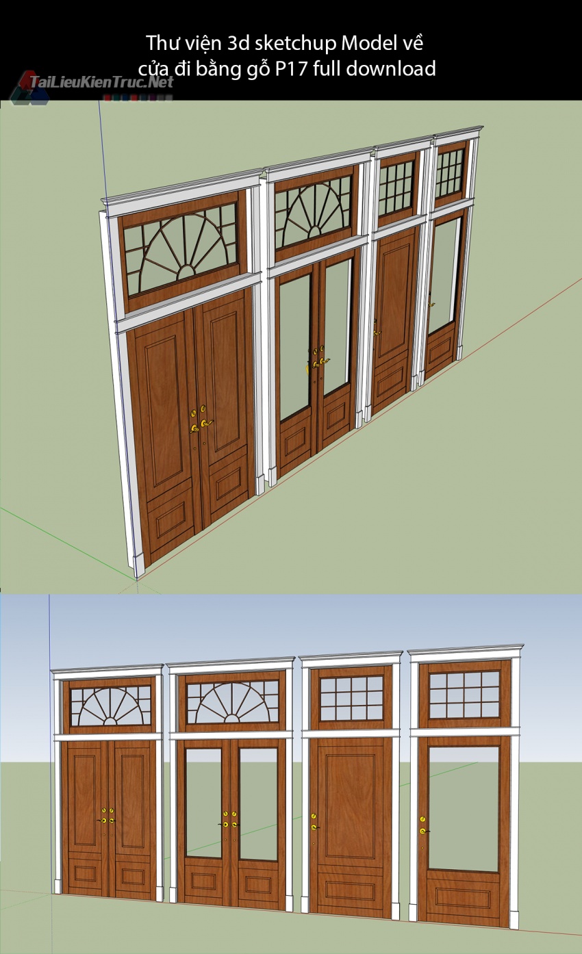 Thư viện 3d sketchup Model về cửa đi bằng gỗ P17 full download