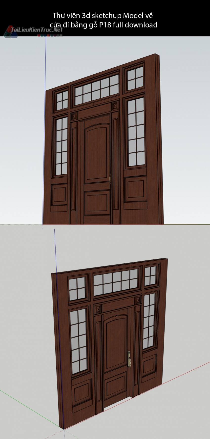 Thư viện 3d sketchup Model về cửa đi bằng gỗ P18 full download