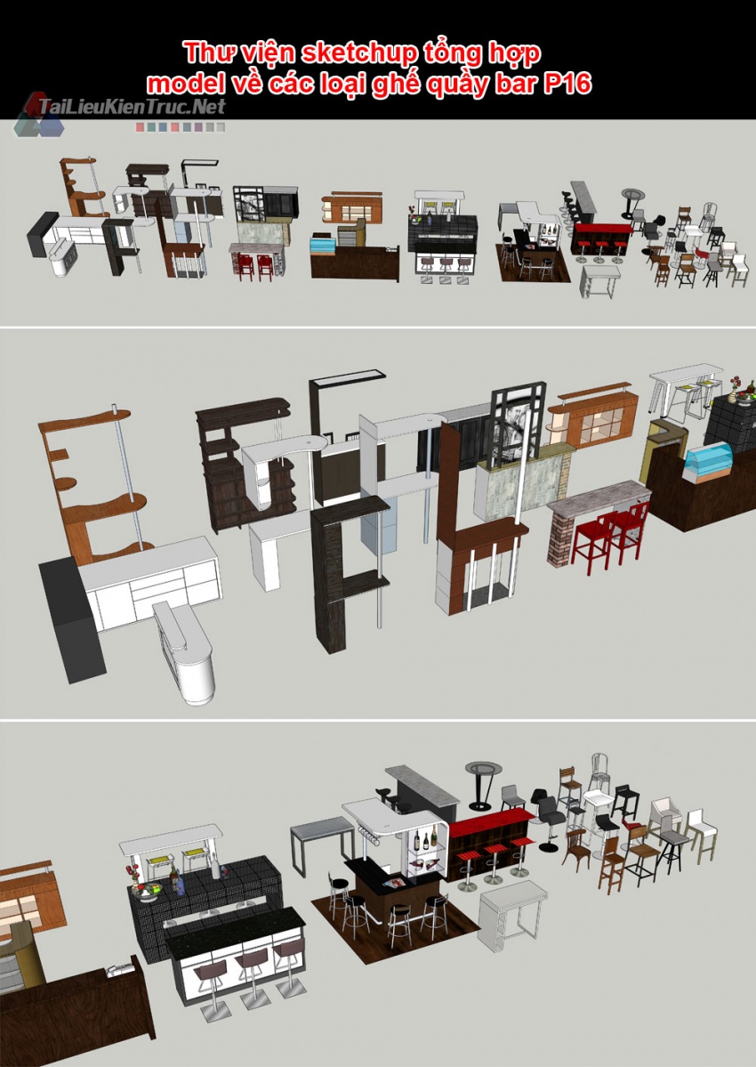 Thư viện sketchup tổng hợp model về các loại ghế quầy bar P16