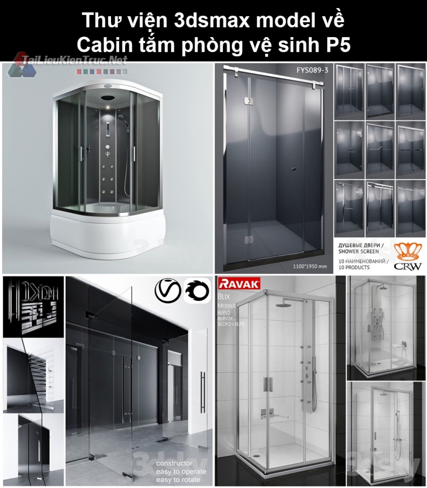 Thư viện 3dsmax model về Cabin tắm phòng vệ sinh P5