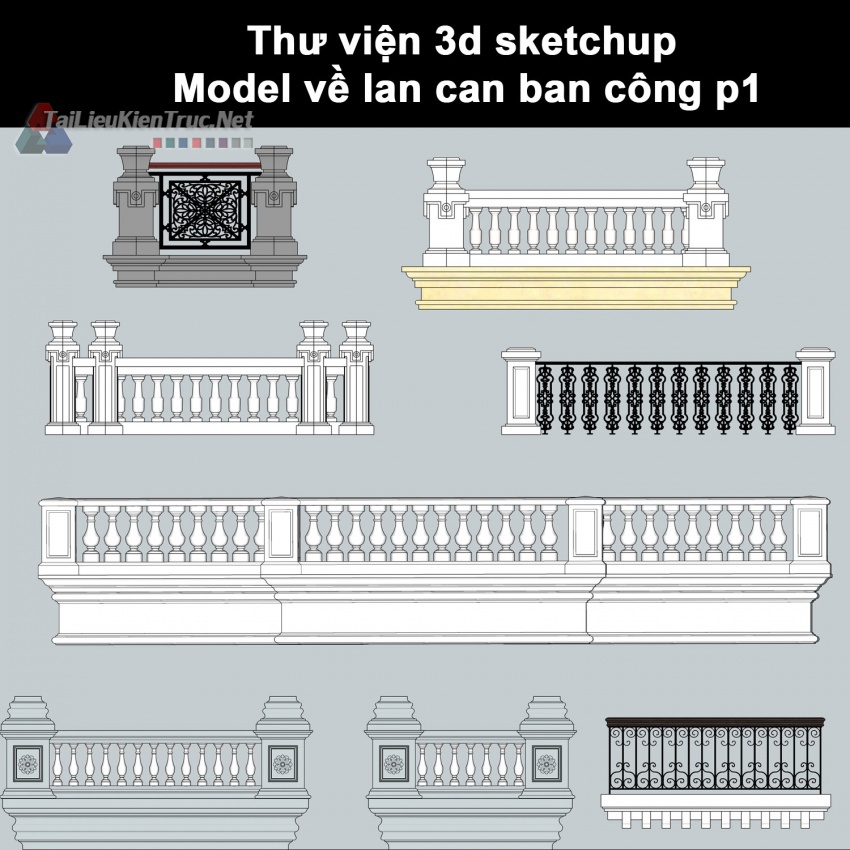 Thư viện 3d sketchup Model về lan can ban công nghệ thuật p1