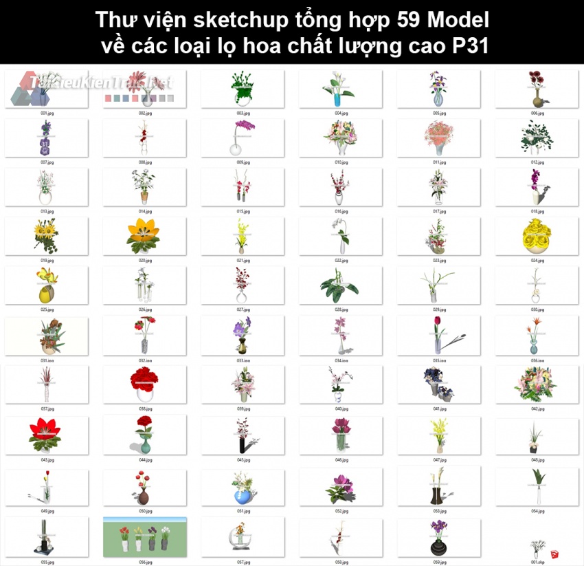 Thư viện Sketchup tổng hợp 59 Model về các loại lọ hoa chất lượng cao P31