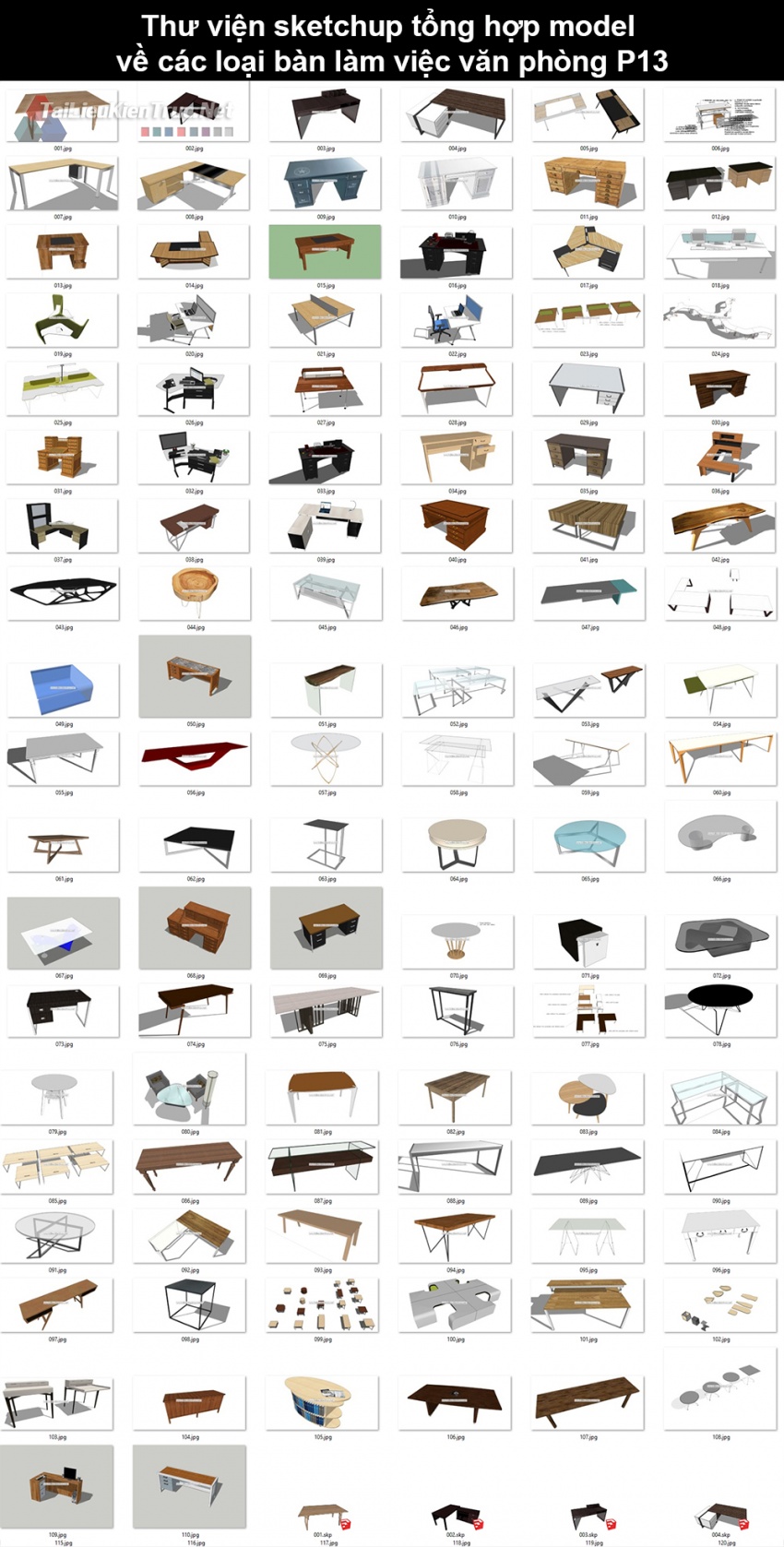 Thư viện sketchup tổng hợp model về các loại bàn làm việc văn phòng P13