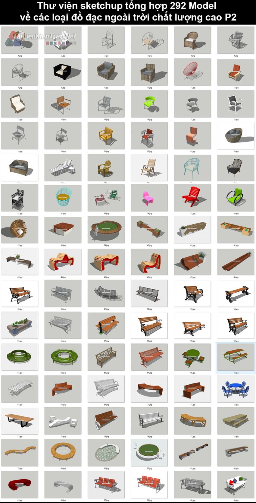 Thư viện Sketchup tổng hợp 292 Model về các loại đồ đạc ngoài trời chất lượng cao P2