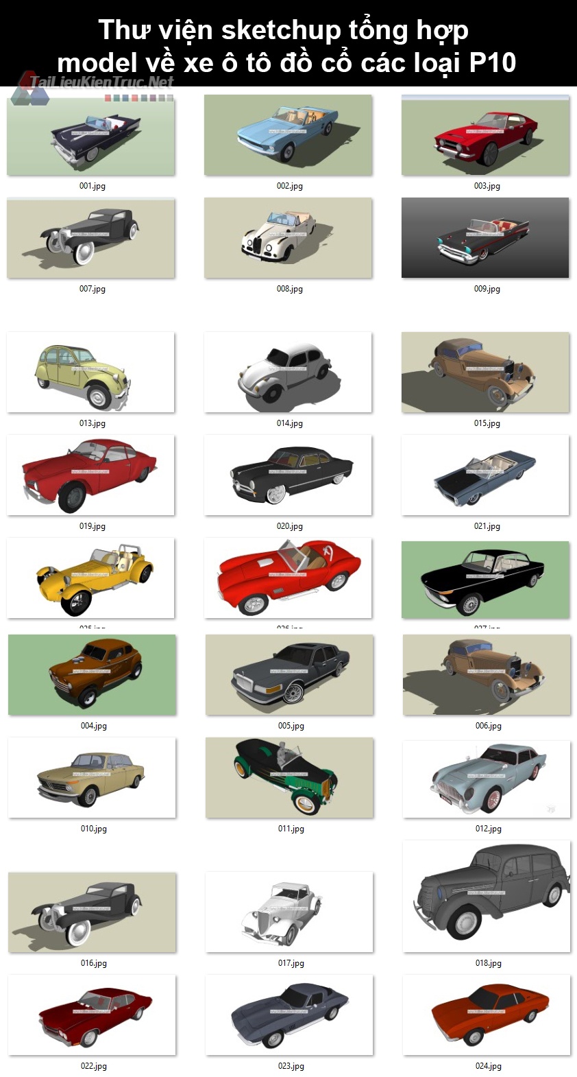 Thư viện sketchup tổng hợp model về xe ô tô đồ cổ các loại P10
