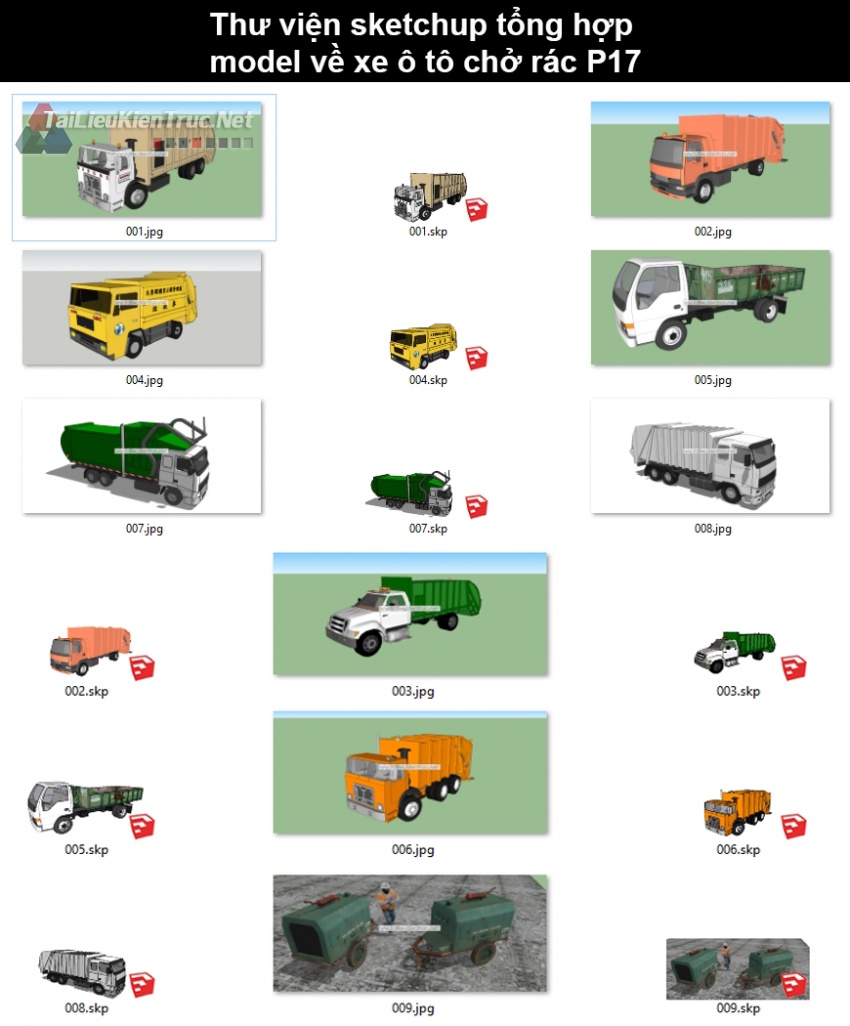 Thư viện sketchup tổng hợp model về xe ô tô chở rác P17