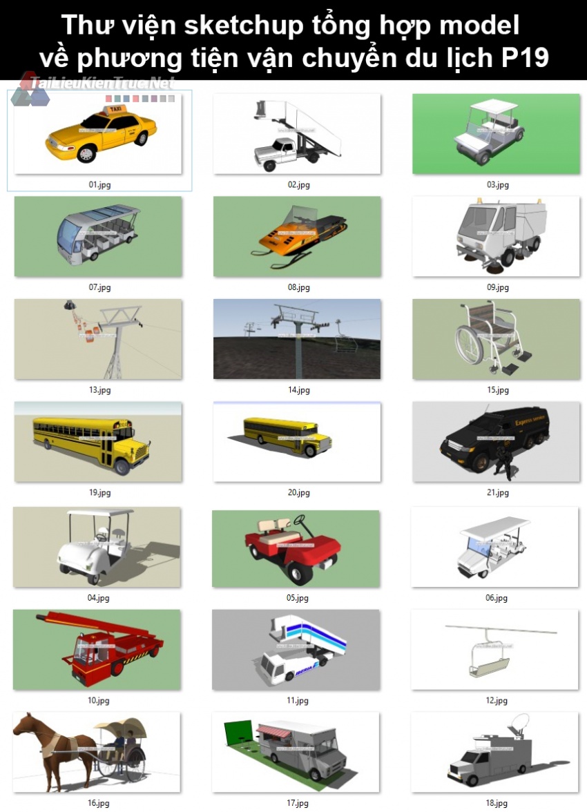 Thư viện sketchup tổng hợp model về phương tiện vận chuyển du lịch P19