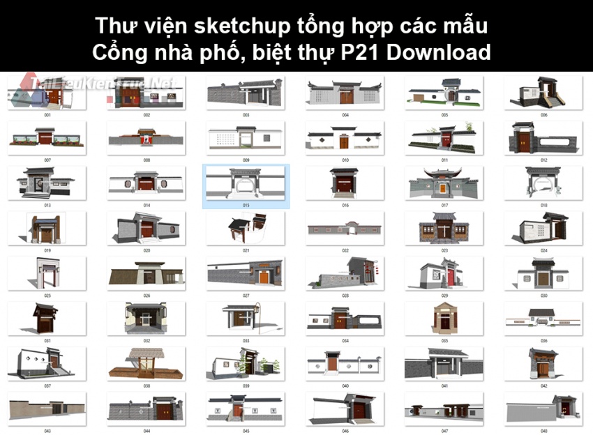 Thư viện Sketchup tổng hợp các mẫu Cổng nhà phố, biệt thự P21 Download