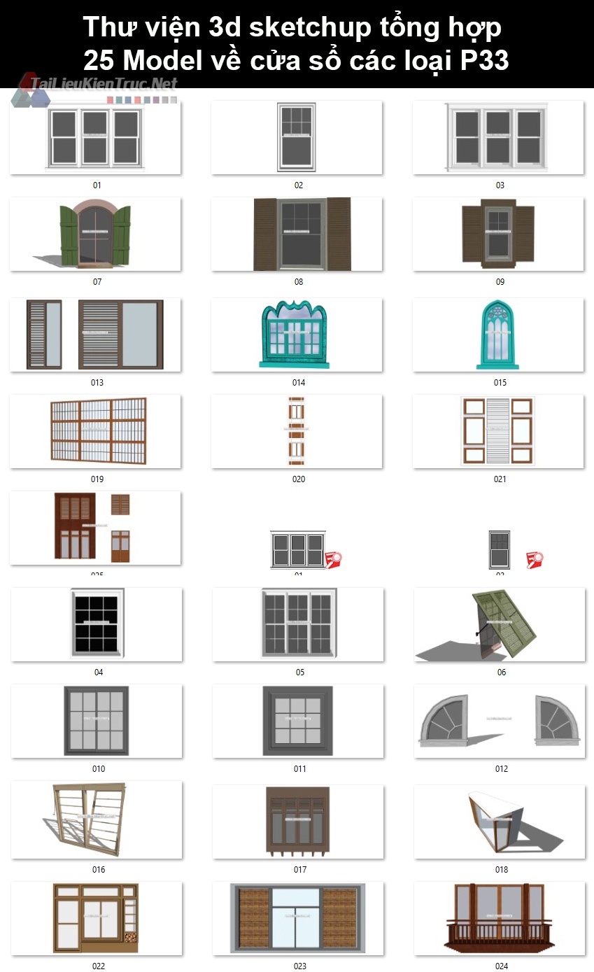 Thư viện 3d sketchup tổng hợp 25 Model về cửa sổ các loại P33