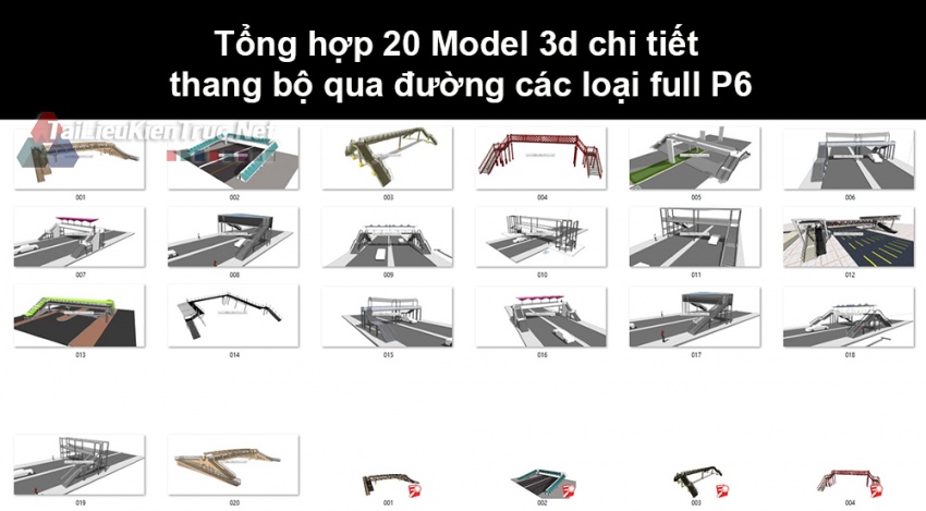 Tổng hợp 20 Model 3d chi tiết thang bộ qua đường các loại full P6