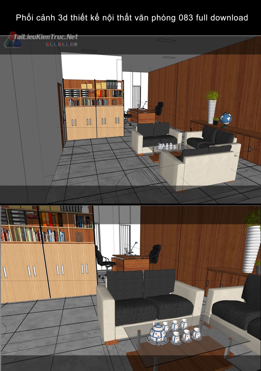 Phối cảnh 3d thiết kế nội thất văn phòng 083 full download