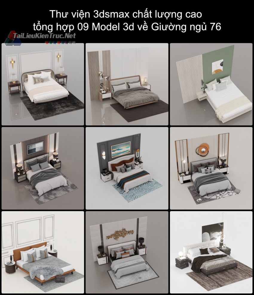 Thư viện 3dsmax chất lượng cao tổng hợp 09 Model 3d về Giường ngủ 76