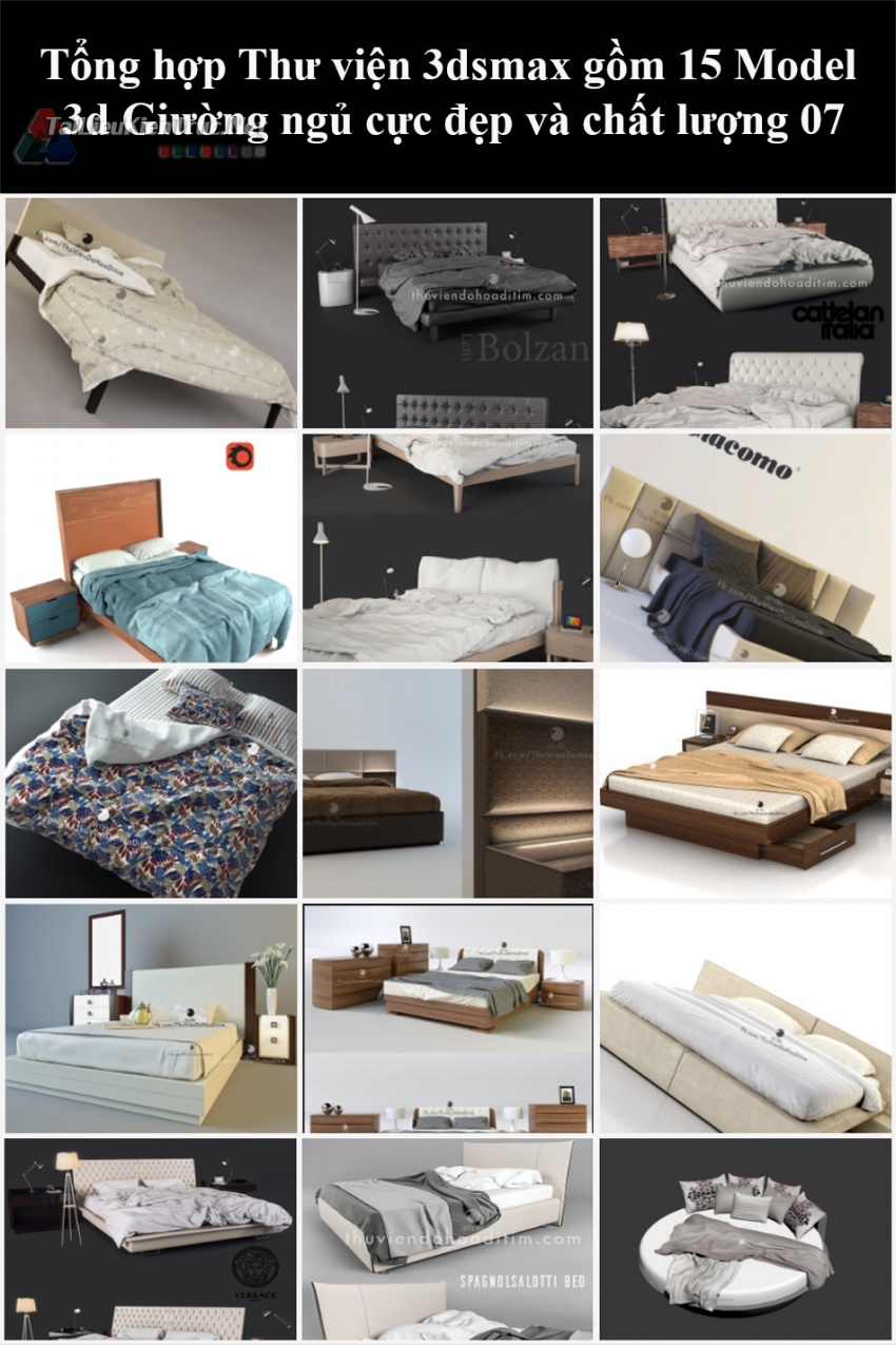 Tổng hợp Thư viện 3dsmax gồm 15 Model 3d Giường ngủ cực đẹp và chất lượng 07