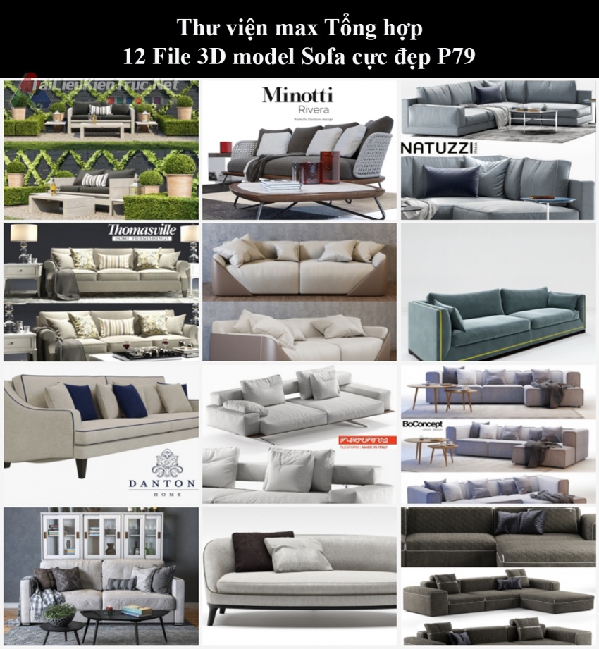 Thư viện max Tổng hợp 12 File 3D model Sofa cực đẹp P79