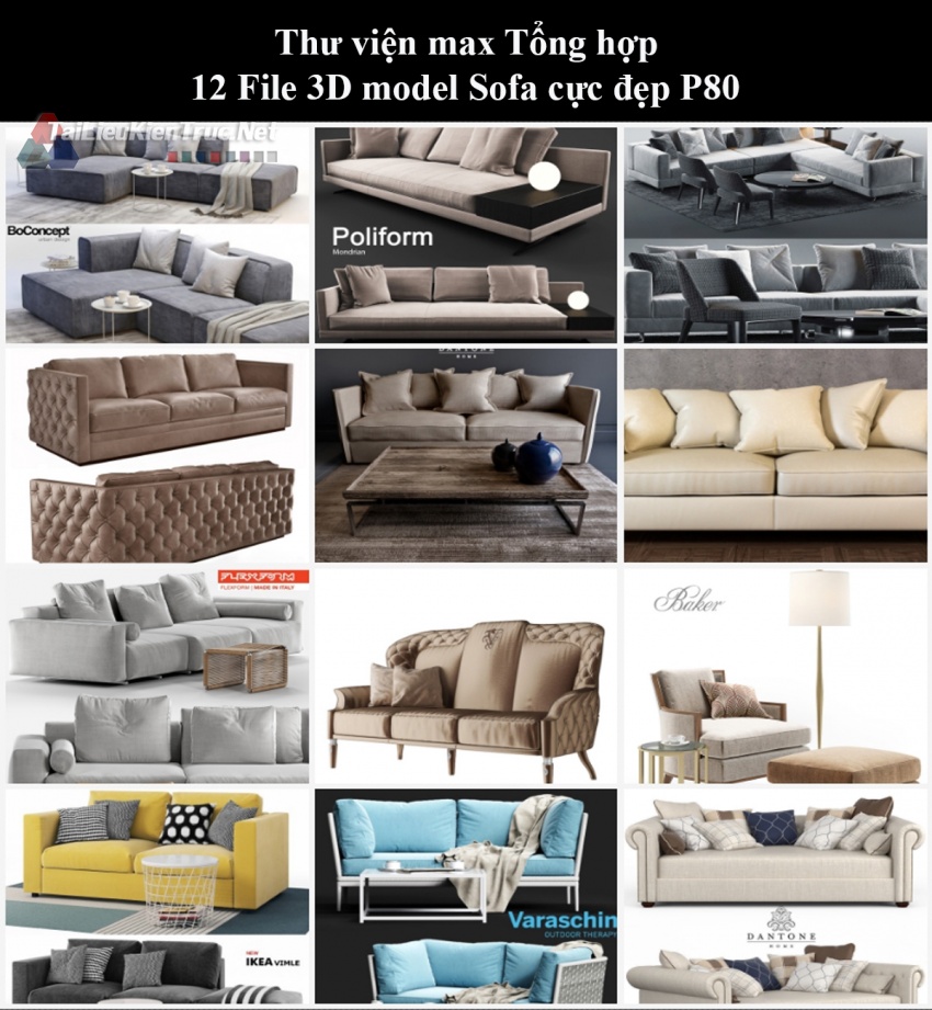 Thư viện max Tổng hợp 12 File 3D model Sofa cực đẹp P80