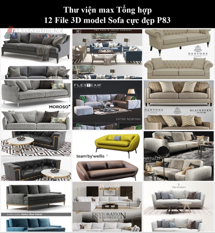 Thư viện max Tổng hợp 12 File 3D model Sofa cực đẹp P83