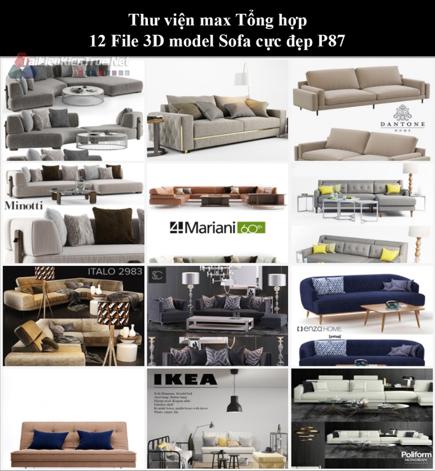 Thư viện max Tổng hợp 12 File 3D model Sofa cực đẹp P87