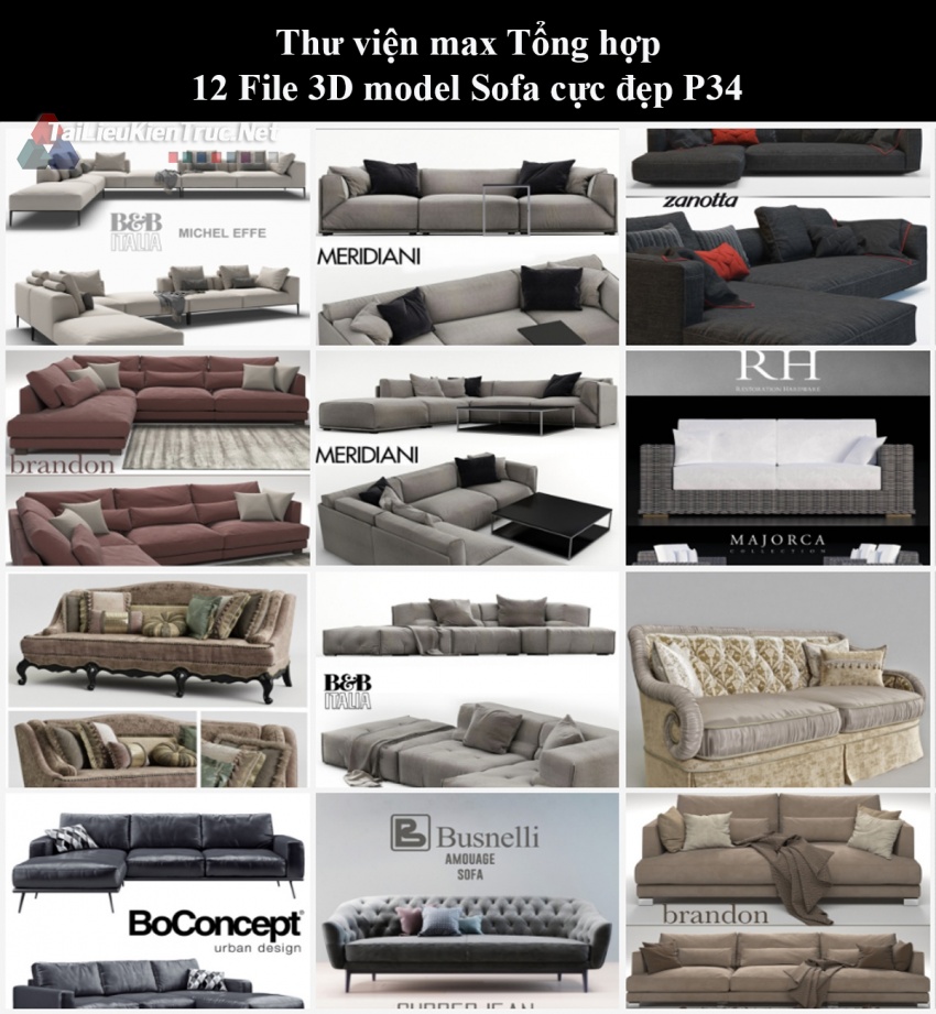 Thư viện max Tổng hợp 12 File 3D model Sofa cực đẹp P34