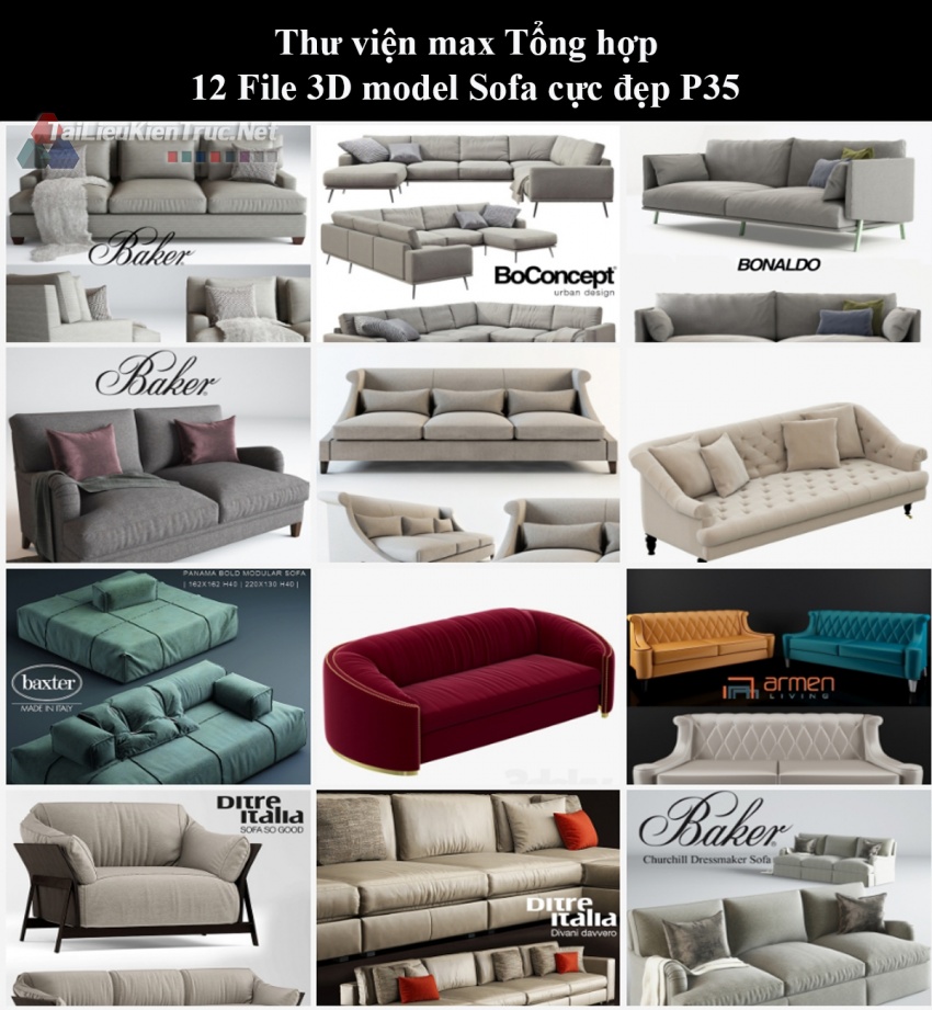 Thư viện max Tổng hợp 12 File 3D model Sofa cực đẹp P35