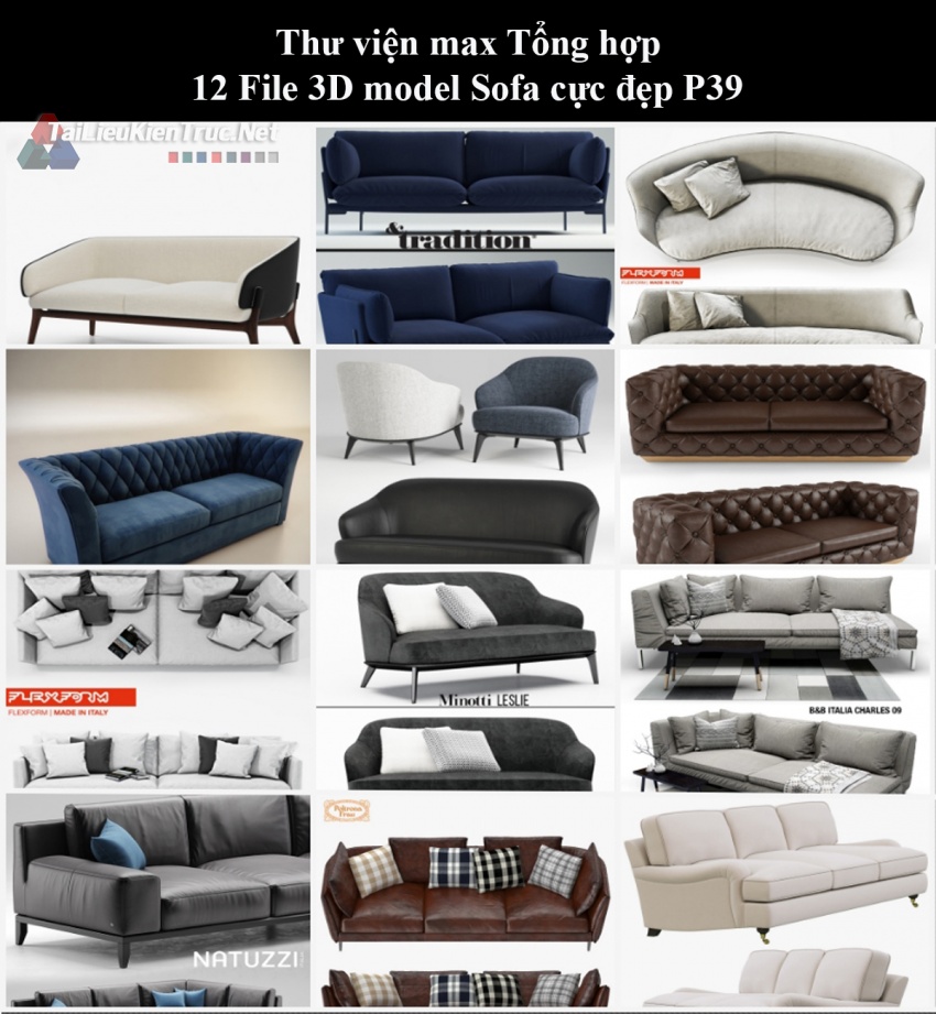 Thư viện max Tổng hợp 12 File 3D model Sofa cực đẹp P39