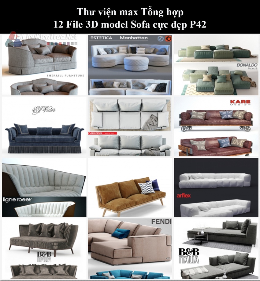 Thư viện max Tổng hợp 12 File 3D model Sofa cực đẹp P42