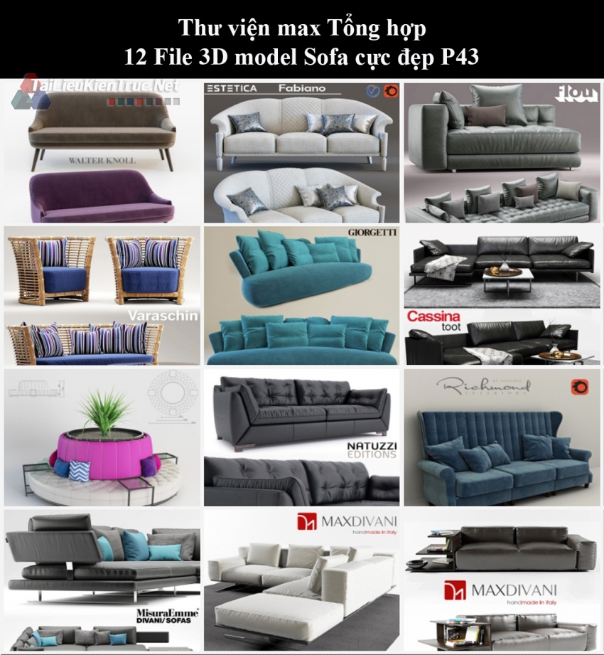 Thư viện max Tổng hợp 12 File 3D model Sofa cực đẹp P43
