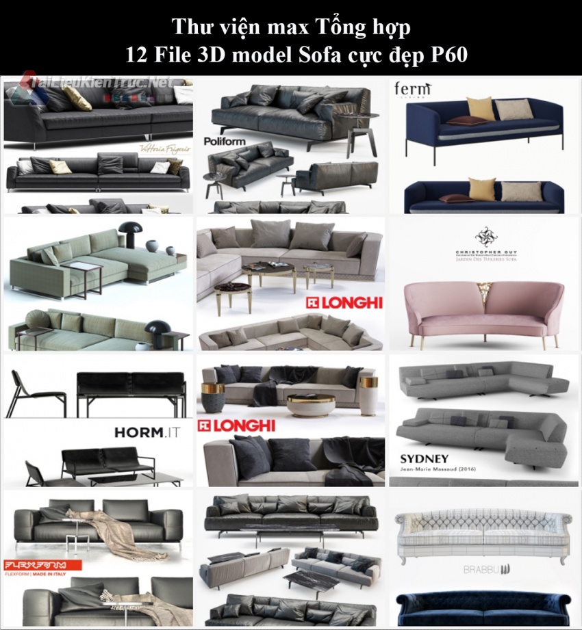 Thư viện max Tổng hợp 12 File 3D model Sofa cực đẹp P60