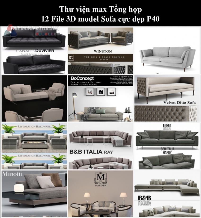 Thư viện max Tổng hợp 12 File 3D model Sofa cực đẹp P40
