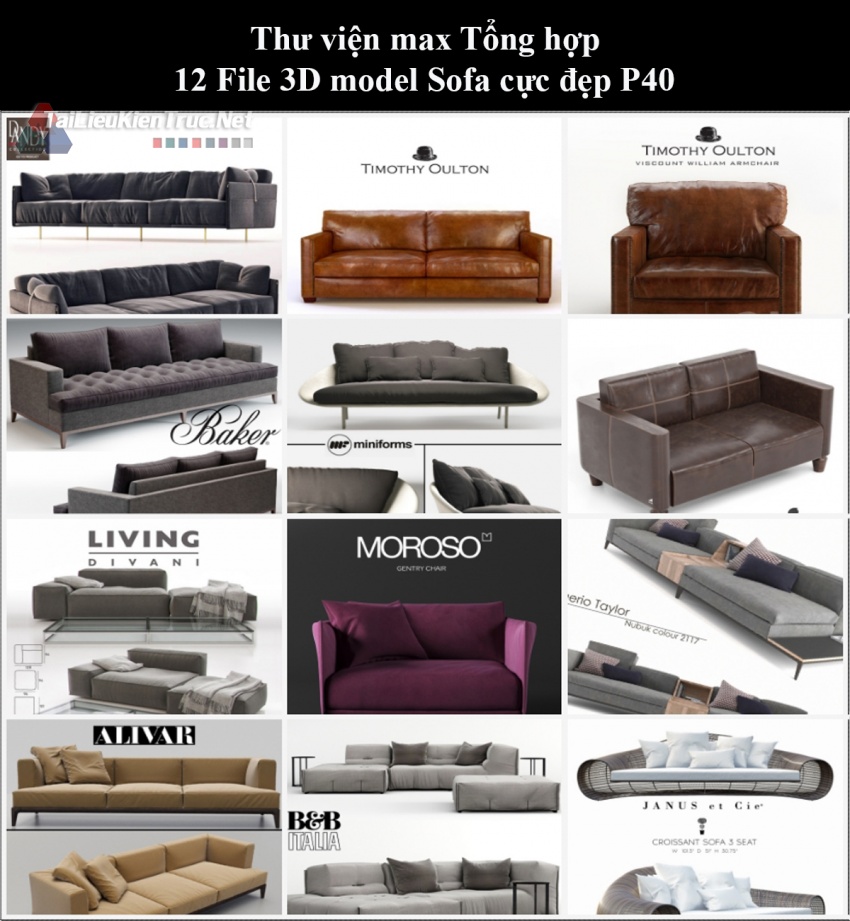 Thư viện max Tổng hợp 12 File 3D model Sofa cực đẹp P36