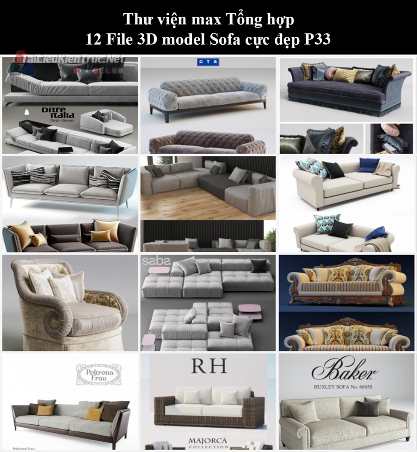 Thư viện max Tổng hợp 12 File 3D model Sofa cực đẹp P33