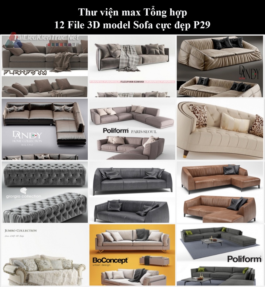 Thư viện max Tổng hợp 12 File 3D model Sofa cực đẹp P29