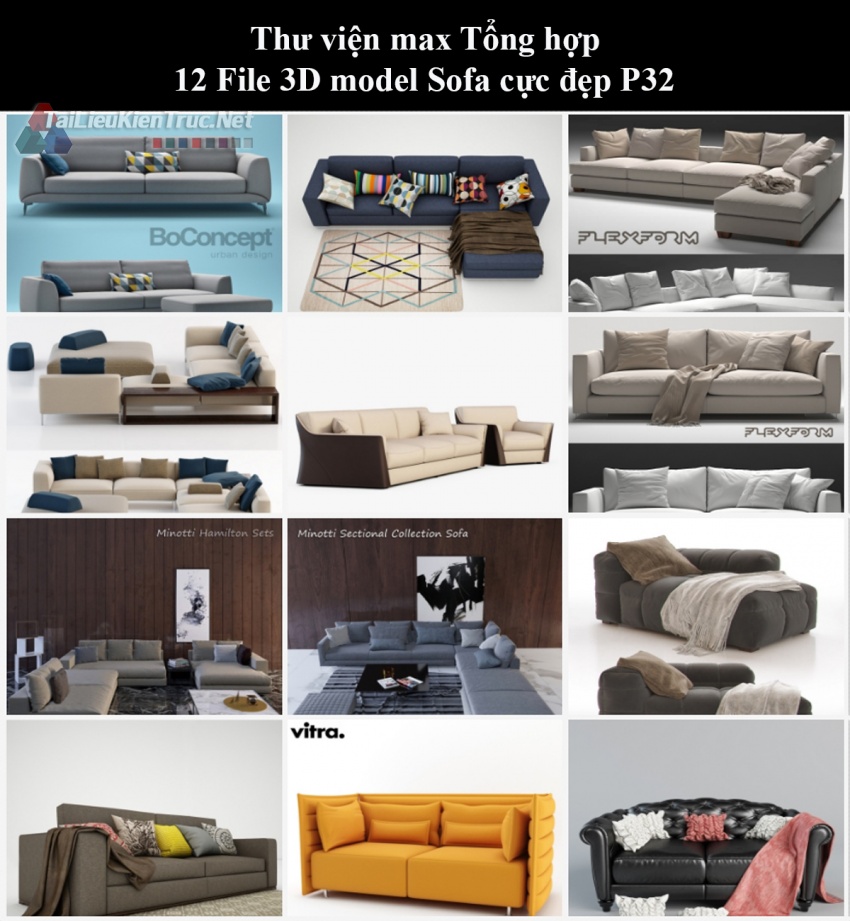Thư viện max Tổng hợp 12 File 3D model Sofa cực đẹp P32