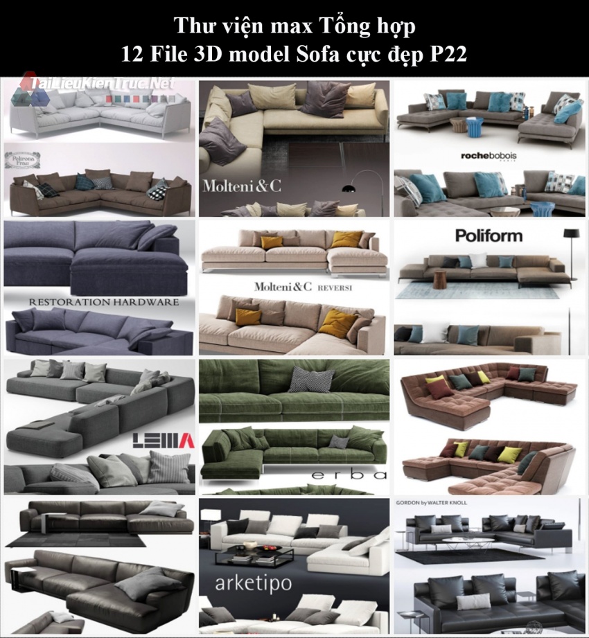 Thư viện max Tổng hợp 12 File 3D model Sofa cực đẹp P22