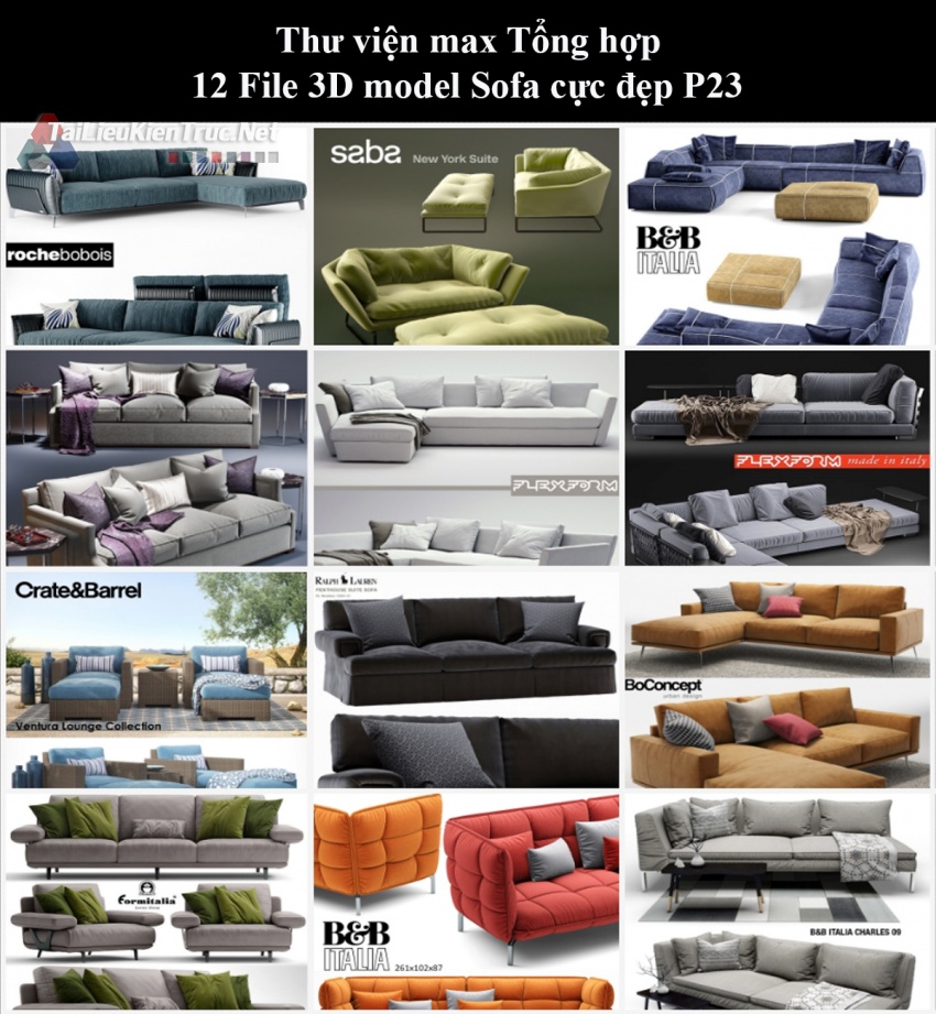 Thư viện max Tổng hợp 12 File 3D model Sofa cực đẹp P23